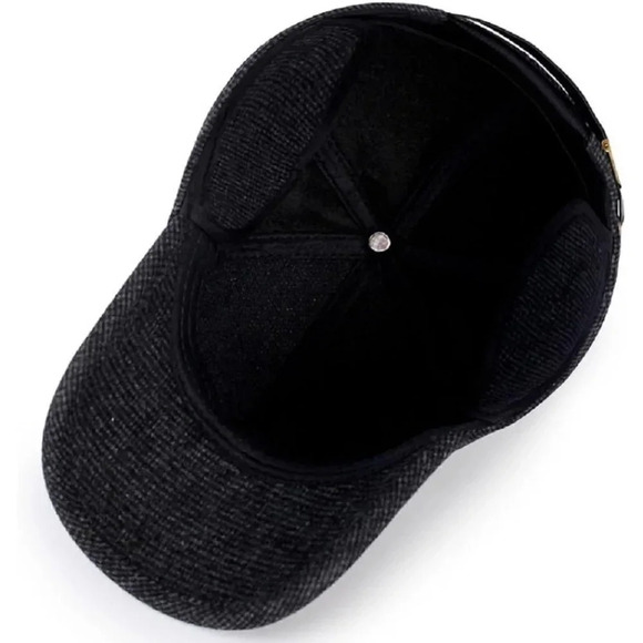 Men's Winter Warm Wool Tweed  Peaked Baseball Cap Hat Fold Earmuffs Warmer - Picture 4 of 7
